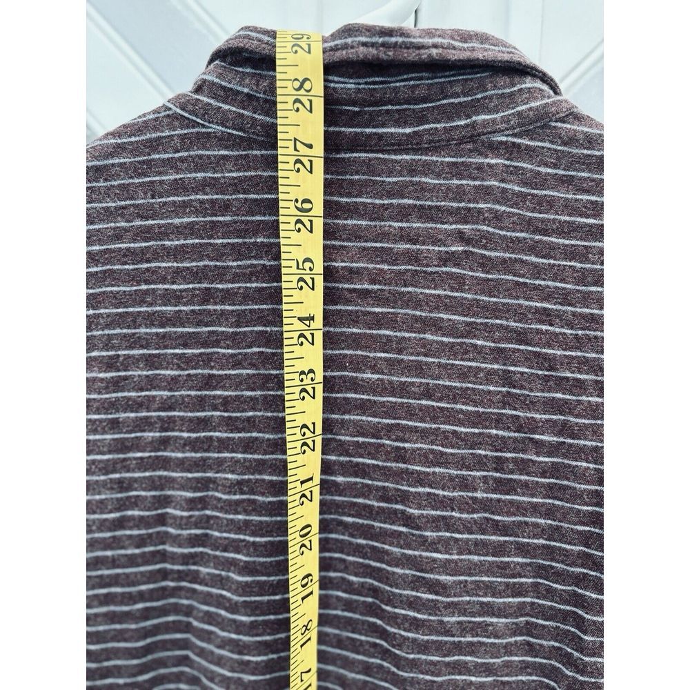 Faherty Brand Men's Large Maroon Blue Striped Cotton Long Sleeve 1/4 Button Polo - Picture 13 of 13